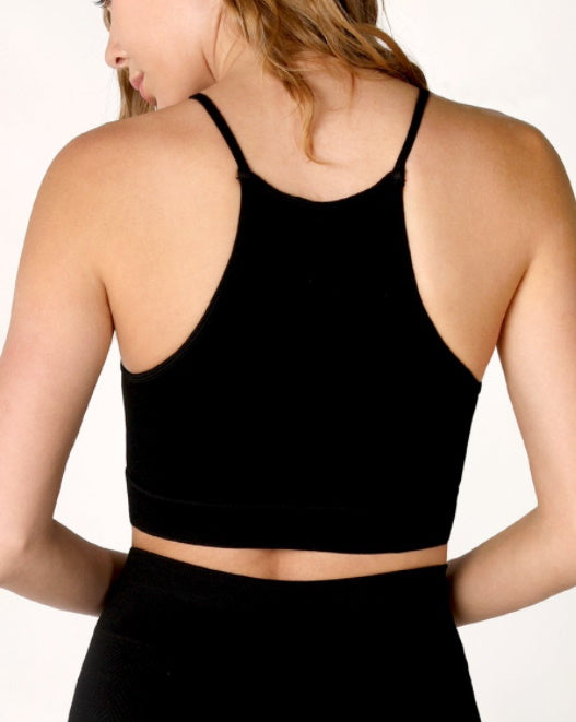 Custom Single Color Text Serena Seamless Ribbed Crop Top (Available in 3 Colors)
