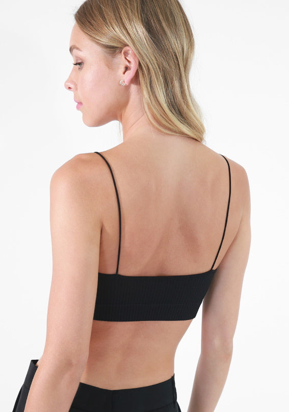 Custom Single Color Text Gemma Seamless Ribbed Skinny Strap Bralette