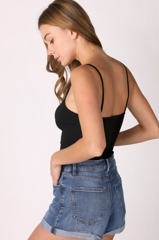 Custom Single Color Text Joslyn Black Seamless Ribbed V-Neck Crop Top