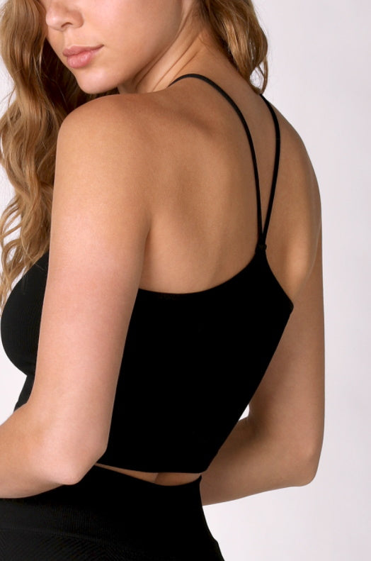 Custom Single Color Text Harlow Seamless Ribbed Halter Crop Top (Available in 2 Colors)