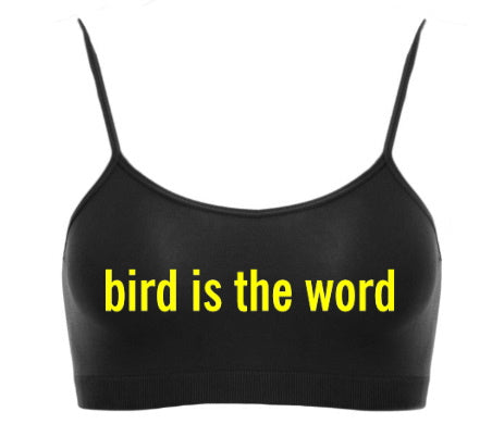 Bird Is The Word Seamless Spaghetti Strap Super Crop Top (Available in 2 Colors)