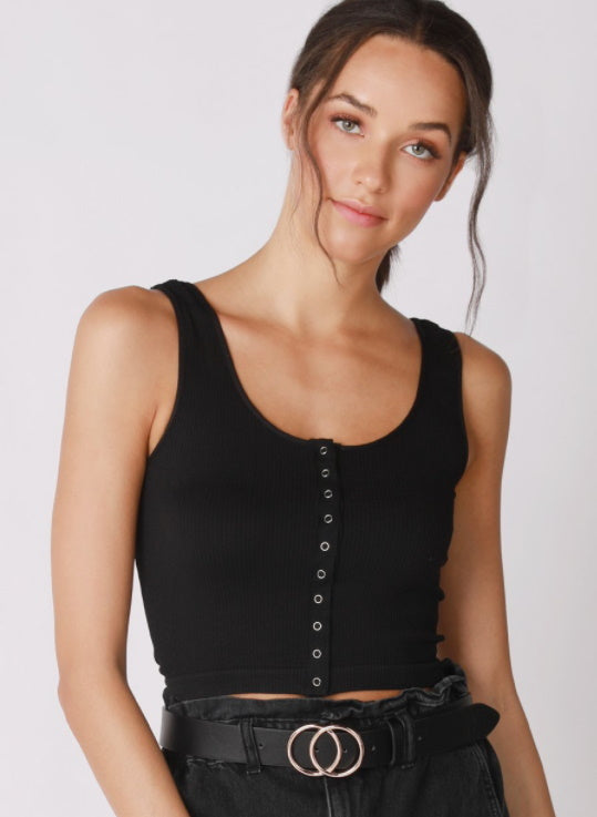 Kiss Me Seamless Ribbed Snap Front Crop Top (Available in 2 Colors)