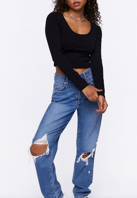 Tipsy Not Toasted Seamless Long Sleeve Crop Top (Available in 2 Colors)