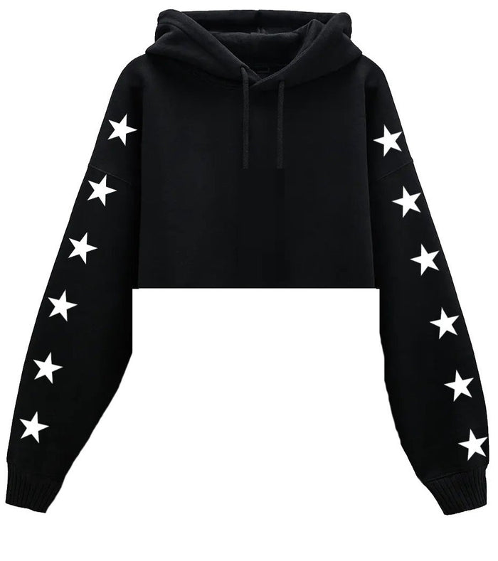 Custom Star Cropped Black Hoodie- Customize Your Star Color!