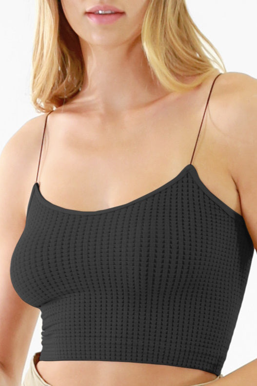 Drunk Seamless Ribbed Skinny Strap Crop Top (Available in 2 Colors)