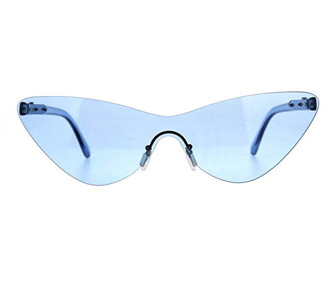 Blue Frameless Cat Eye Glasses