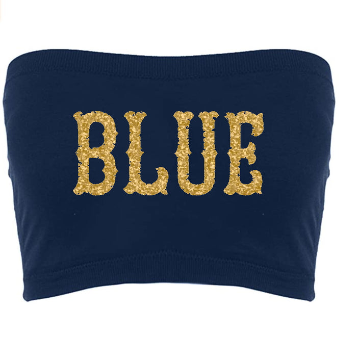 Blue Glitter Seamless Crop Tube Top (Available in 2 Colors)