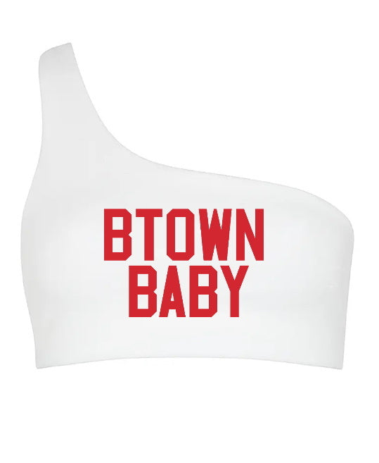 BTown Baby One Shoulder Ribbed Crop Top (Available in Two Colors)