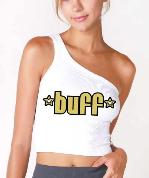 Stars Seamless One Shoulder Ribbed Crop Top