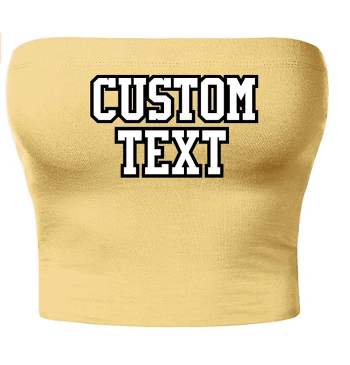 Custom Double Color Text Yellow Cotton Tube Top