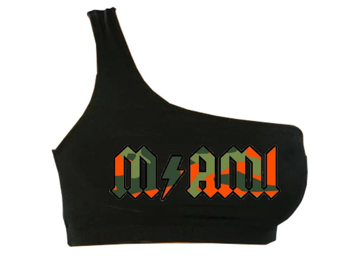Camo Rocker One Shoulder Ribbed Crop Top (Available in 2 Colors)