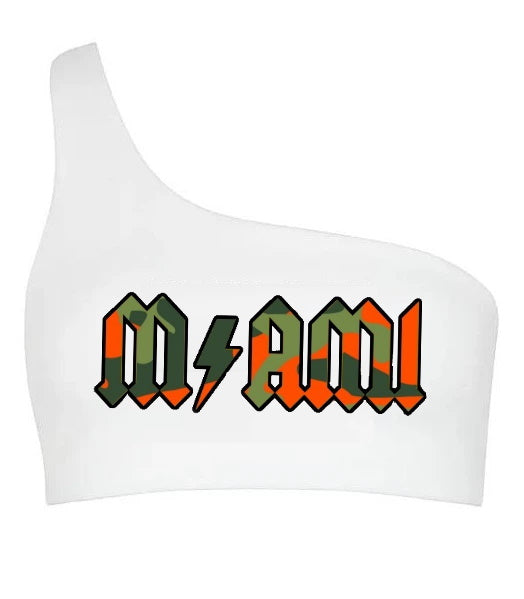 Camo Rocker One Shoulder Ribbed Crop Top (Available in 2 Colors)