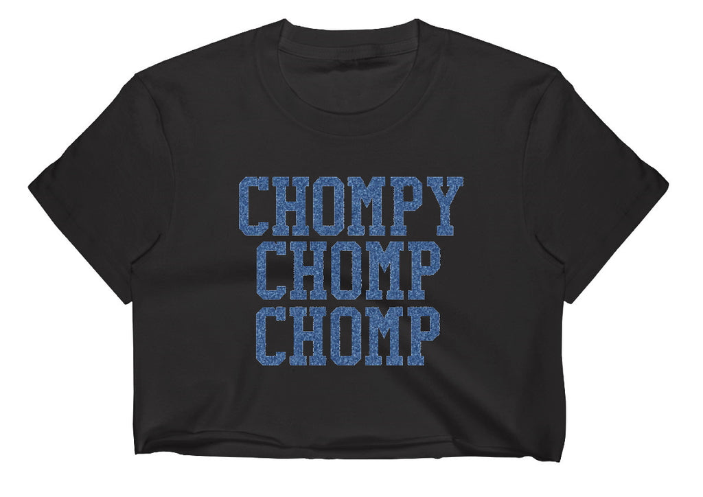 Chompy Chomp Chomp Glitter Raw Hem Cropped Tee (Available in 2 Colors)