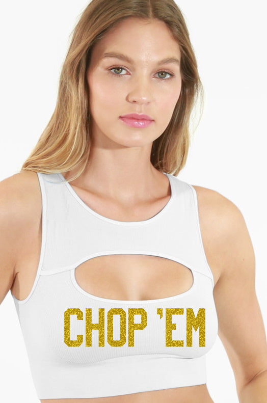 Chop 'Em Glitter Seamless Ribbed Cut Out Crop Top