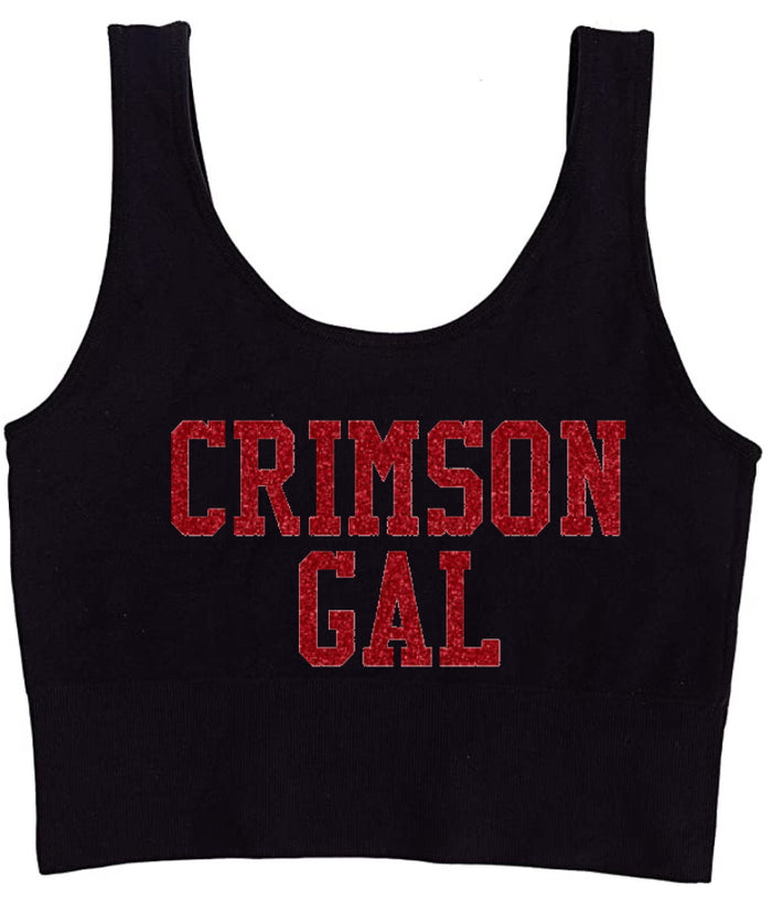 Crimson Gal Glitter Seamless Tank Crop Top (Available in 2 Colors)