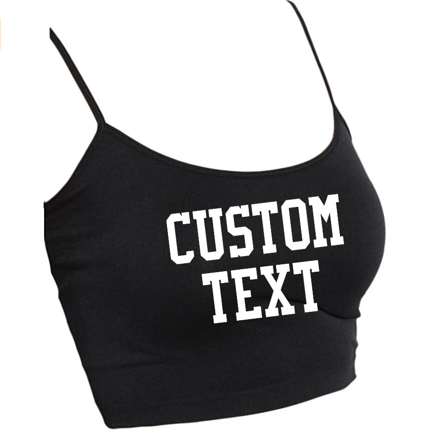 Custom Single Color Text Seamless Crop Top (Available in 5 Colors)