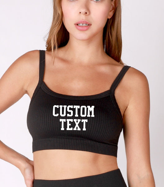Custom Single Color Text Keke Seamless Ribbed Bralette (Available in 2 Colors)