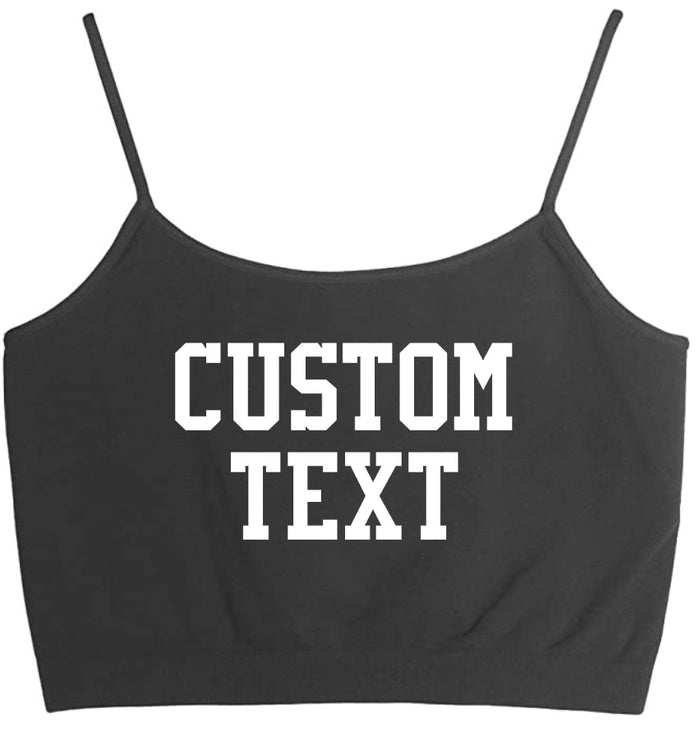 Custom Single Color Text Charcoal Grey Seamless Crop Top
