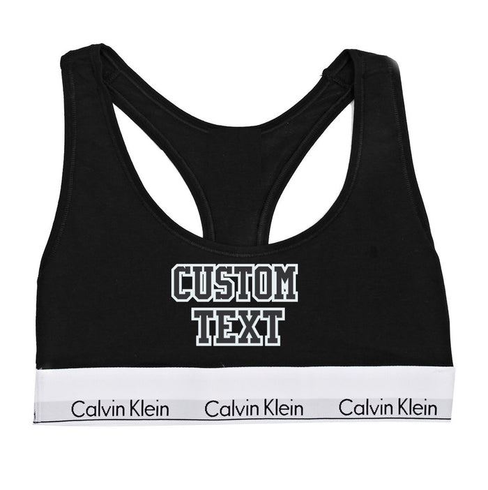 Custom Double Color Text Black Cotton Bralette