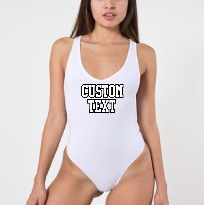 Custom Double Color Text Mara Racerback Bodysuit (Available in 2 Colors)