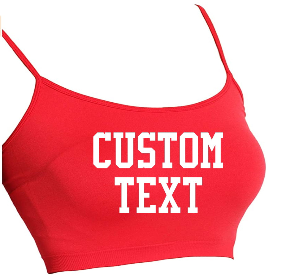 Custom Single Color Text Seamless Crop Top (Available in 5 Colors)