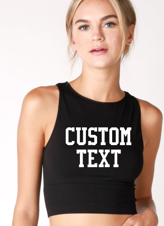 Custom Single Color Text Hayley Seamless Brami Crop Top (Available in 2 Colors)
