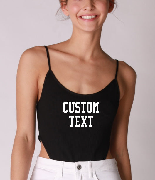 Custom Single Color Text Jaden Seamless Deep Side Cut Ribbed Bodysuit (Available in 3 Colors)