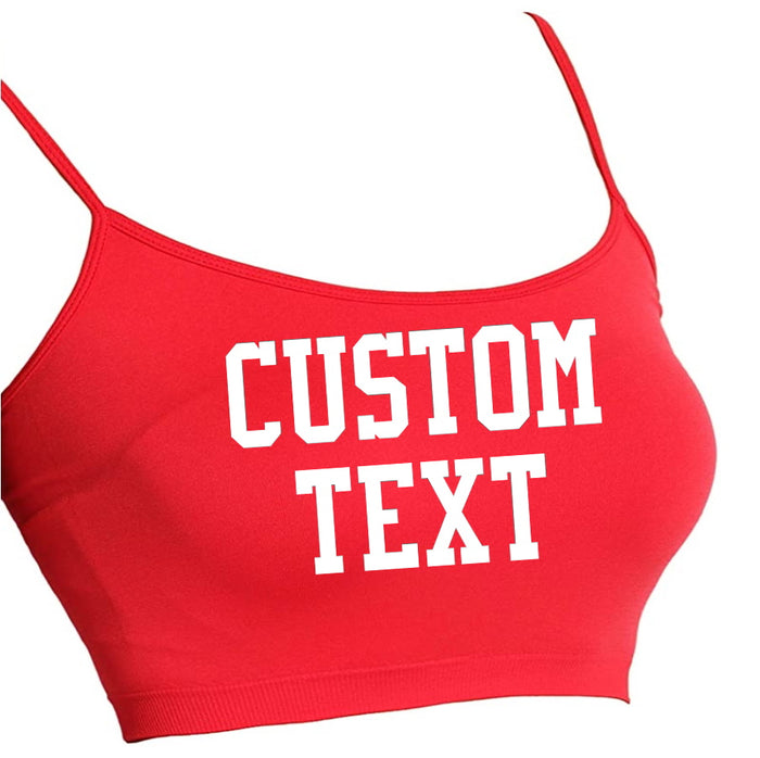 Custom Single Color Text Red Seamless Crop Top