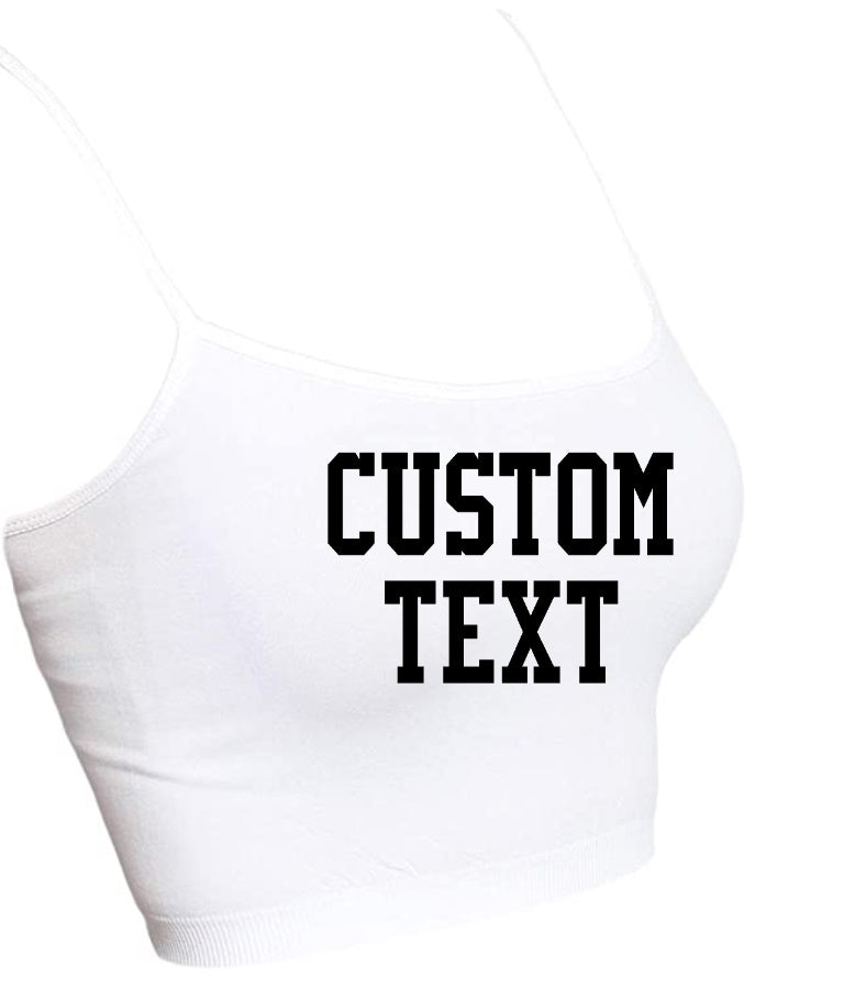 Custom Single Color Text Seamless Crop Top (Available in 5 Colors)