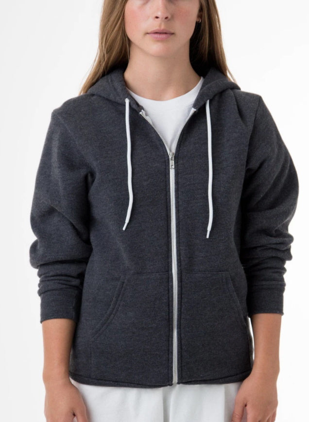 Custom Single Color Text Full Zip Up Fleece Hoodie (Available in 4 Colors)
