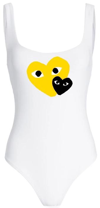 Double Hearts Ribbed Racerback Seamless Tank Bodysuit (Available in 2 Colors)