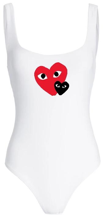 Double Hearts Ribbed Racerback Tank Bodysuit (Available in 2 Colors)