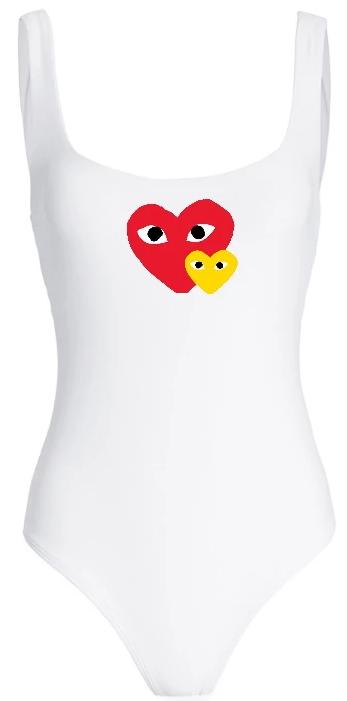 Double Hearts Ribbed Racerback Tank Bodysuit (Available in 2 Colors)