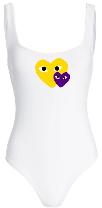 Double Hearts Ribbed Racerback Seamless Tank Bodysuit (Available in 2 Colors)