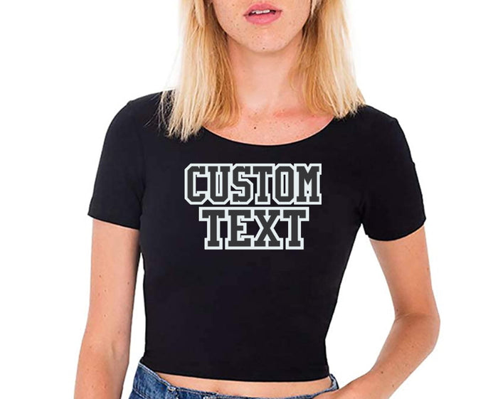 Custom Double Color Text Quinn Cotton Spandex Jersey Crop Tee