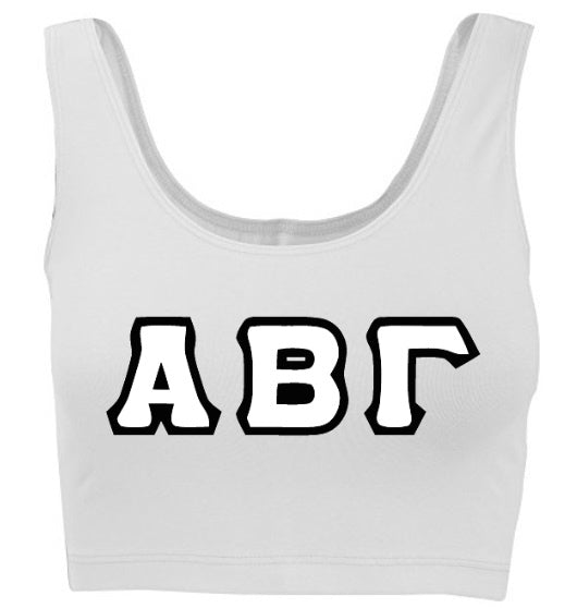 Custom Double Color Greek Letter Tank Crop Top (Available in 5 Colors)