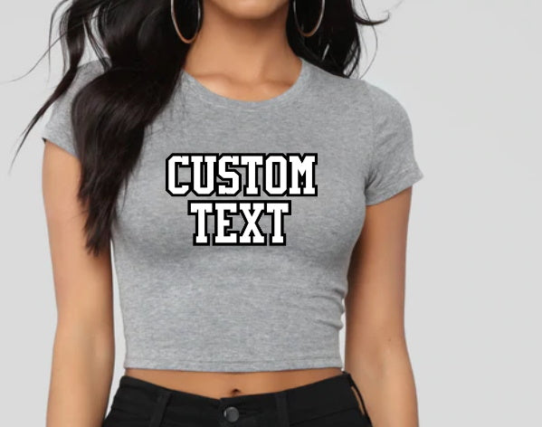 Custom Double Color Text Paige Cotton Spandex Crop Top (Available in 2 Colors)