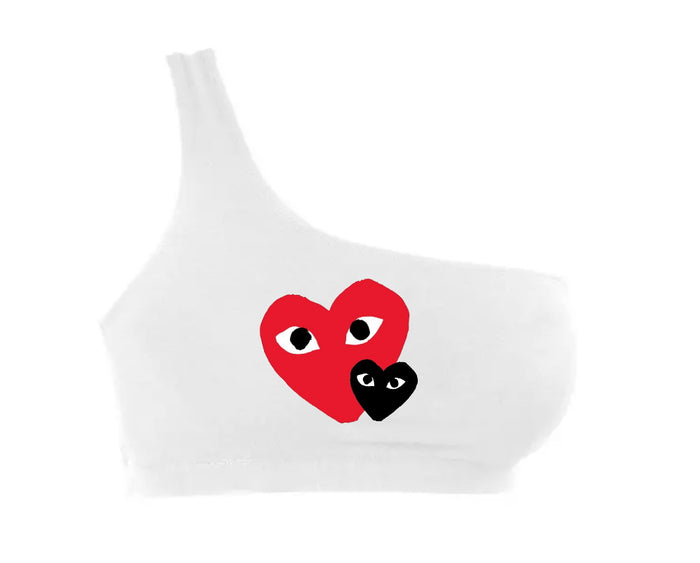 Game Day Hearts Seamless One Shoulder Ribbed Crop Top