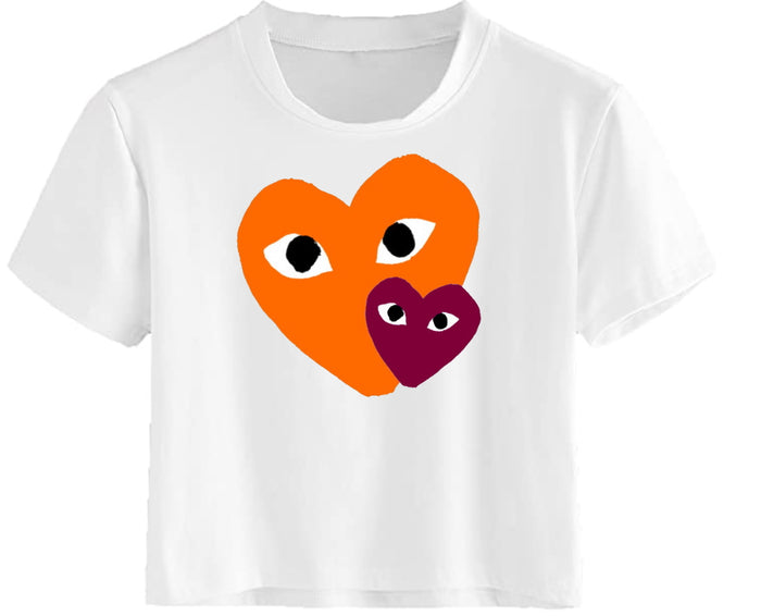 Game Day Hearts Raw Hem Cropped Tee (Available in 2 Colors)