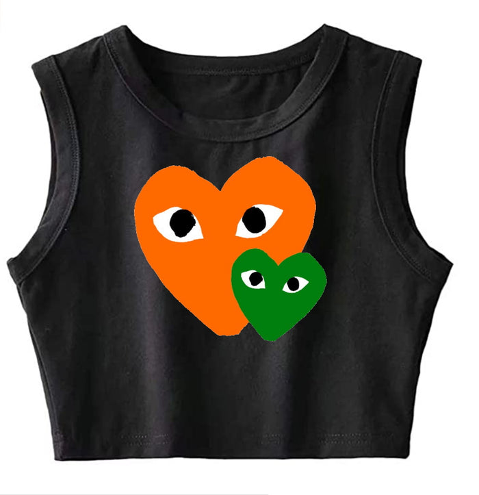 Game Day Hearts The Ultimate Sleeveless Tank Crop Top (Available in 2 Colors)