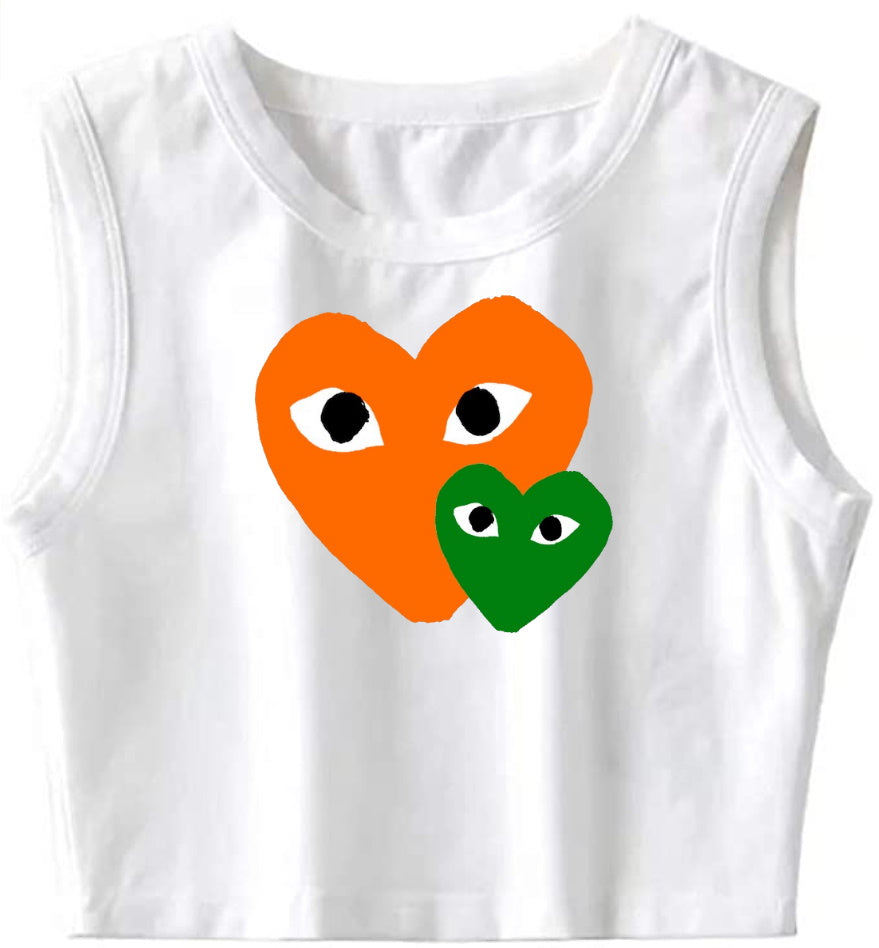 Game Day Hearts The Ultimate Sleeveless Tank Crop Top (Available in 2 Colors)