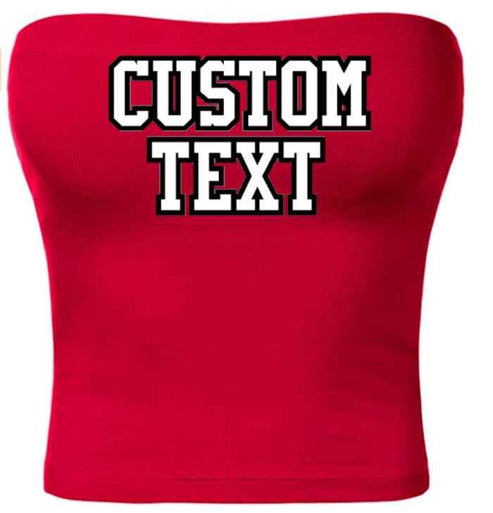 Custom Double Color Text Red Cotton Tube Top