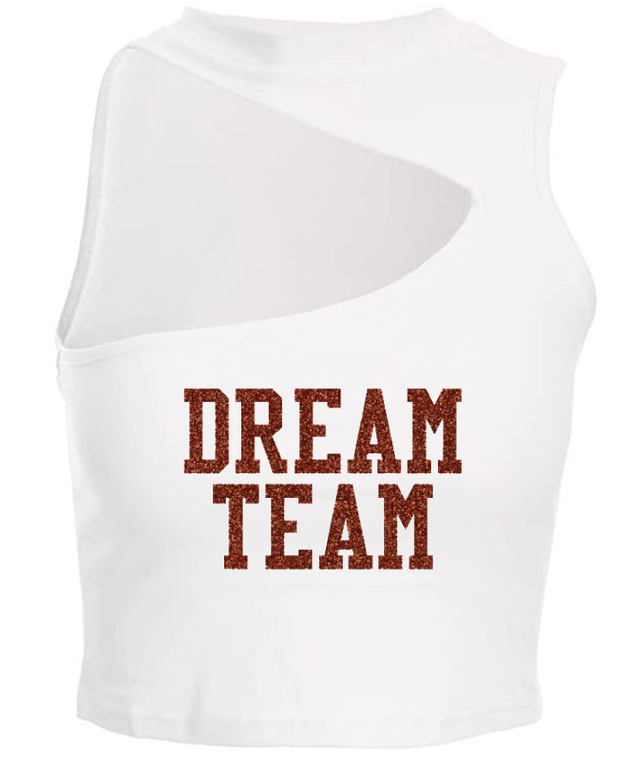 Dream Team Glitter Cut Out Ribbed Crop Top (Available in 2 Colors)