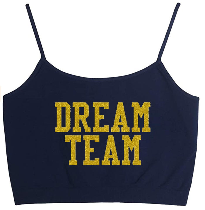 Dream Team Glitter Navy Seamless Crop Top
