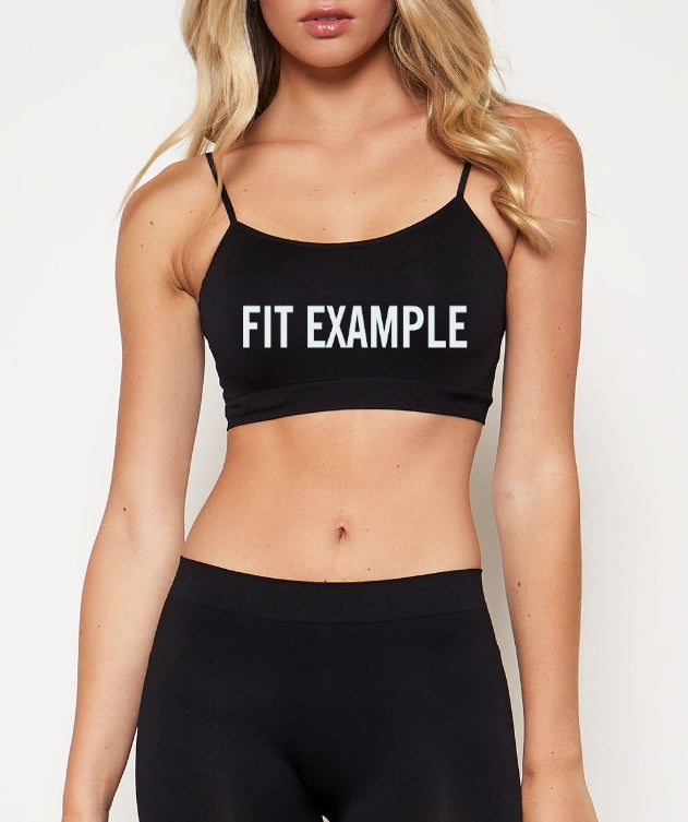 Custom Single Color Text Black Seamless Spaghetti Strap Super Crop Top