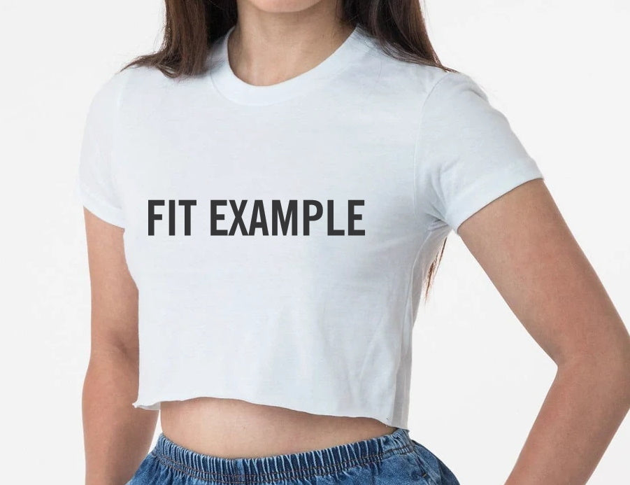Custom Double Color Text White Raw Hem Cropped Tee