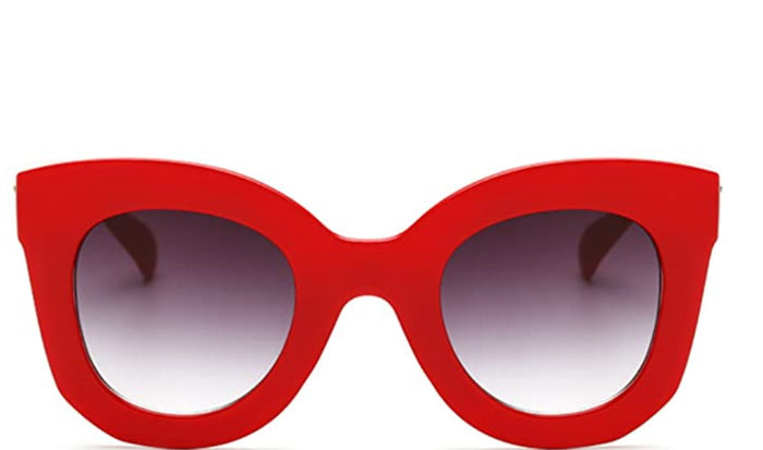 Red Semi Cat Eye Oversized Sunglasses
