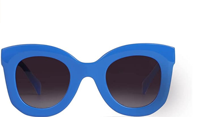Blue Semi Cat Eye Oversized Sunglasses