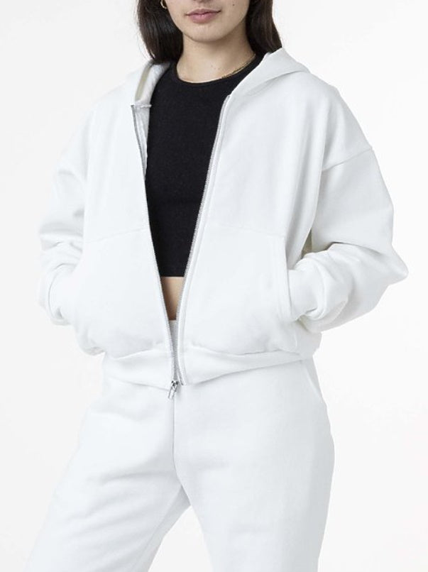 Custom Single Color Text Cropped Zip Up Hoodie (Available in 3 Colors)