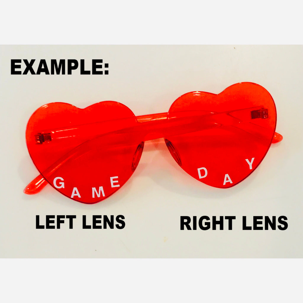 Custom Text Heart Sunglasses (24 Colors Available)